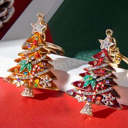 Fashion Christmas Tree Star Colourful Crystal Key Chain Green Colour Tree Keychain New Year Decoration Children Xmas Jewellery Gift