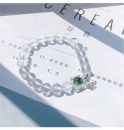 Natürliches weißes Kristallarmband der Güteklasse 7a für Damen, minimalistisch, kleine Freundin, grünes Popcorn-Armband aus 925er Silber, Geschenk