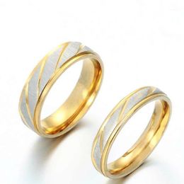 Cluster Rings Engagement Promise Lovers Boho Stainless Steel Couple Ring For Women Men Wedding Simple Design Gold Jewellery Gift3088