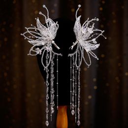 Wedding Hair Jewelry Mori Crystal Beaded Edge Clip wear Ear Hang Bridal Headdress wedding hair jewelry 230909