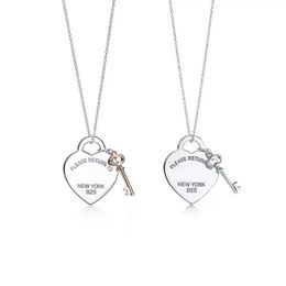 Fashion luxury necklace pendant stainless steel heart shaped key pendant necklace original 925 silver love necklace pendant female270O