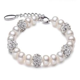 Real Beautiful freshwater pearl bracelet women wedding cultured white pearl bracelet 925 silver jewlery girl birthday gift GB7732000