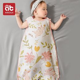 Sleeping Bags AIBEDILA Summer Thin Baby Bag for 3 18months Sleep Sack Sleepwear Sleeveless Muslin Blankets Babies 230909