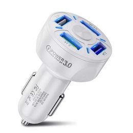 4 Ports Multi USB Car Charger 35W Quick 7A Mini Fast Charging QC3.0 For iPhone 12 Xiaomi Huawei Mobile Phone Adapter Android Devices
