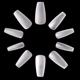 False Nails Makartt Matte Coffin Nail Tips 500pcs Full Cover Clear Press on Acrylic Stiletto Gel 230909