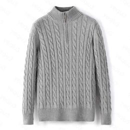 Mens Sweater Winter Fleece Thick Half Zipper High Neck Warm Pullover Quality Slim Knit Wool designer knitting Casual Jumpers zip B243d