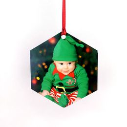 sublimation blank Hexagon christmas ornaments ornaments hot tranfer printing consumable