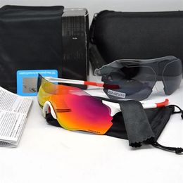 3PCS Lens EVZERO Cycling Sunglasses Bike Eyewear Full frame TR Black Polarised lens Outdoor Sport Sun glasses MTB Cycle Goggles251f