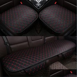 Car Seat Covers Car Seat Ers Leather Er Set Front Rear Backseat Cushion Chair Protector Mat Pad Interior Accessoriescar Drop Deliv314T