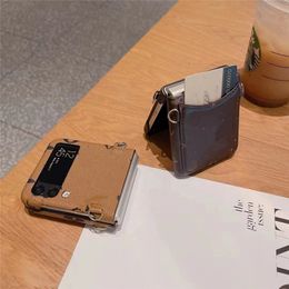 Fashion Classic Desiger lPhone Cases for Samsung Z Flip 5 Z Flip3 Luxury Leather Card Pocket Holder Back Shell Case Cover Z Flip 4 Flip 3 5G Fundas 38544322