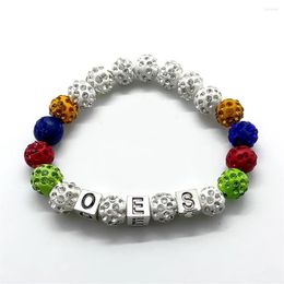 Strand Fashion Order Of The Eastern Star Society Logo OES Alphabet Charm Tag Handmade Bead Bracelet239a