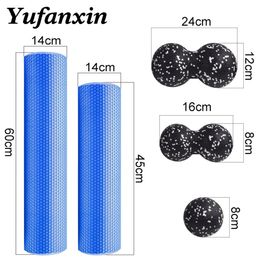 Yoga Block yoga massage roller & massage ball SET muscle foam roller EPP column Pilates for Back Neck Foot 60 45cm303U