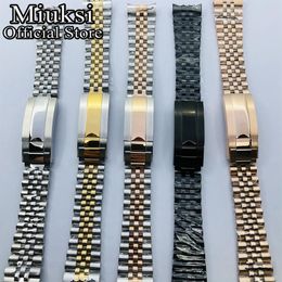 20mm silver gold rose gold black jubilee stainless steel watch band folding buckle fit watch case strap bracelet309M