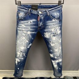 2022 New Men Jeans Hole Light Blue Dark gray Italy Brand Man Long Pants Trousers Streetwear denim Skinny Slim Straight Biker Jean 289D