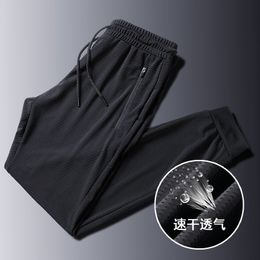 Ice Silk Leggings Mens Summer High Elastic Mesh Breathable Fitness Trendy plus Size Loose Mens Sports Casual Pants for Air Conditioning Room