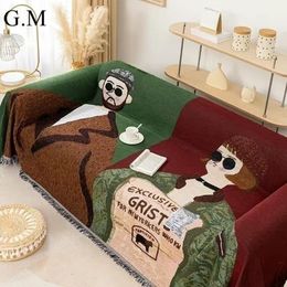 Blankets Cartoon Characters Pattern Knitted Sofa Blanket Throw for Bed Nap Outdoor Camping Mat Home Decorate Tapestry 230909