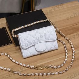 2022 Mini Coins Purses With Chain Crossbody Bags Cowhide Flap Designer Wallets Classic Quilted Womens Small Card Holder Waist Bag 270y