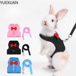 YUEXUAN Rabbit Harness, Guinea Pig Small Pet Leash Harness, Rabbit Vest with Stretchy Leash Cute Adjustable Buckle Breathable Mesh Vest Harness for Kitten Small Pets