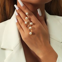 New Elegant Exaggeration Double Layer Large Pearl Open Rings For Women Fashion Accessories Party Hot Jewellery Wholesale YMR014