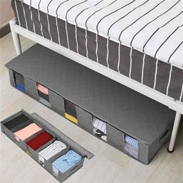 NonWoven Under Bed Storage Bag Quilt Blanket Clothes Bin Box Divider Folding Closet Organiser Clothing Container Large 210914256j