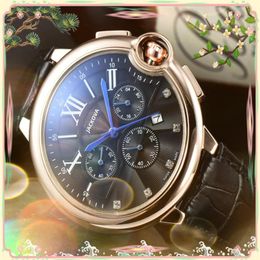 Famous Luxury Fashion Crystal Men Watches 43mm Quartz Genuine Leather Belt Stopwatch classic atmosphere Watch Clock Table Gifts305e