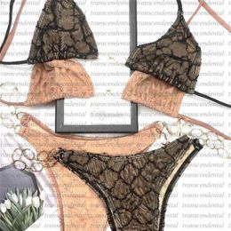 Lace Chain Swimsuit Bikini Set Women Bodysuit Two-piece Swimwear Bikinis Fast Bathing Suits269f