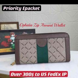 Ophidia Zip Around Wallet Vintage Women Long Zipper Green Red Web Stripe Leather Trimmed 12 Credit Card Slot 3 Note Compartment271Q