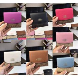 F87589 Small Coin and Card Wallet In Signature Canvas Women Fold Short Short folding flip buckle Purse Dompet