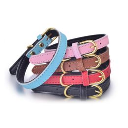Update Gold Pin Buckle Dog Collar Adjustable Fashion Leather Collars Neck Dogs Supplies Black Red White