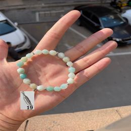 New MG1080 2 Strand Cutted Amazonite with feather pendant 19 Bracelet2692