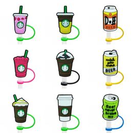 9pcs set custom drink straw toppers cover molds silicone charms for tumbers Reusable Splash Proof drinking dust plug decorative 8m231i