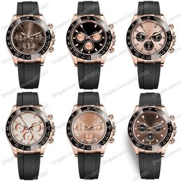 10 Style Men's Watches M116515ln 40mm Chocolate Dial 18k Rose Gold Natural Rubber Strap No Chronograph 2813 Sports Automatic 220P