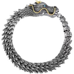 Pulseiras de dragão para homens estilo chinês retro placa de prata dominadora quilha pulseira tendência masculina personalidade jóias vintage presente masculino