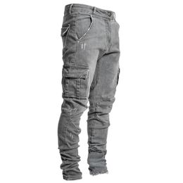 stacked denim jeans men Fashion Skinny Men Pocket Pencil Pants Jeans male Denim Pants Ropa Hombre Casual Denim hip hop pants251L
