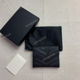 9A Top leather wallet designer fashion handbag men's and women's credit card cover black sheepskin Mini Key Wallet pocke339n