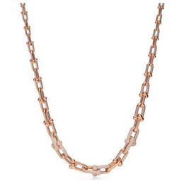 Luxury hardwear jewelry designer necklace Rose Gold Platinum chain Size gradient Horseshoe necklaces for teen girls silver party d240O