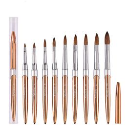 Nail Brushes 100 Pure Kolinsky Hair Rose Gold Acrylic Brush Oval Crimped Shaped Metal Handle Professional Salon Quality 230909