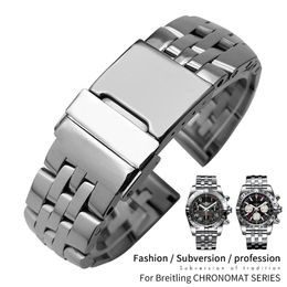 22mm 24mm High Quality 316L Stainless Steel Bracelets Watch Band Suitable for Breitling Pilot SuperOcean AVENGER Silver Strap Men 237Q