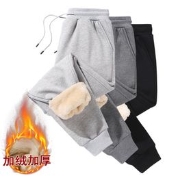 Pure Cotton Velvet Sweatpants Mens Winter Thicken Thermal Lambswool Simple Trendy Sports Casual Jogger Pants Mens