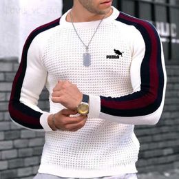 Men's Sweaters Men's Spring Summer New Waffle Pattern Shirt For Men Pullovers High-quality Casual Knitted Heavy Round Neck Top Tees T230910