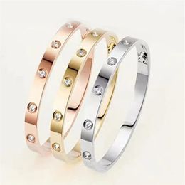 Fashion Silver Rose Gold Bangle Screwdriver diamond luxury designer Jewellery Women's men bracelet with box1738