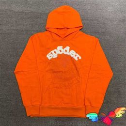 Men's Hoodies Sweatshirts 2023 Orange Red Young Thug Spider Hoodie Men Women 1 1 White Sp5der Hoodie Web 555555 Pullovers Loose Hooded SweatshirtsFW23