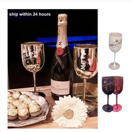 2pcs Christmas Celebrate Party Wine Glasses Unbreakable Wedding White Moet Champagne Coupes Cocktail Flutes Goblet Acrylic Elegant286e