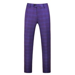 Men's Suits & Blazers Gwenhwyfar Purple Plaid Men Suit Pants Spring Male Dress Business Office Resistant Big Size Classic Tro290C