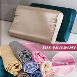 Pillow Case 1 Pcs Luxury Satin Pillowcase 30cmx50cm40cmx60cm Pure Color Comfortable Imtation Memory Foam Cover 230909