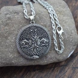Pendant Necklaces 12pcs Tree Of Life Wolf Snake Necklace Ouroboros Viking Talisman Norse World Jewelry291K