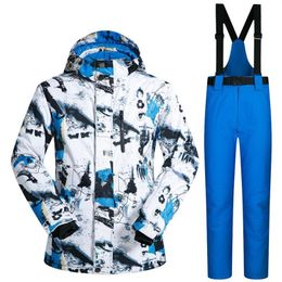 Skiing Jackets Outdoor Ski Suit Men's Windproof Waterproof Thermal Snowboard Snow Male Jacket And Pants Sets Skiwear Skating 321G