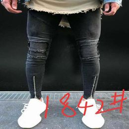 Mens Skinny jeans Fashional Casual Slim Biker Denim Pants Knee Hole hiphop Ripped Washed Distressed210t