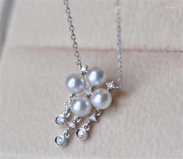 Pendant Necklaces Natural Freshwater Cultured Pearls Tibetan Silver Chain Good Quality Pearl 4-5MM 16 Inches Necklace 004