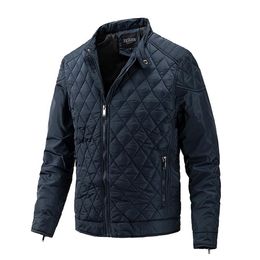 Mens Flight Bomber Diamond Quilted Jacket Lightweight Varsity Jackets Winter Warm Padded Coats Outwear Plus Size223S